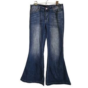 Flamingo Flare Jeans Size L Women's  Medium Wash Mid Rise Retro Casual Festival